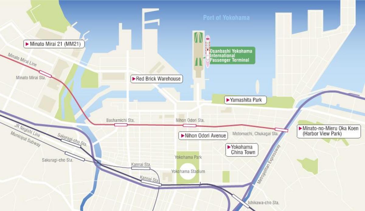 Mapa Yokohama cruise terminal 